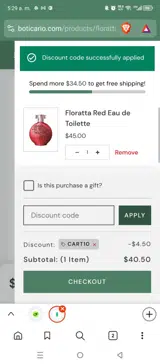 CART10 coupon verification screenshot
