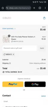 MIDA10 coupon verification screenshot