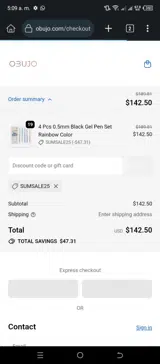 SUMSALE25 coupon verification screenshot