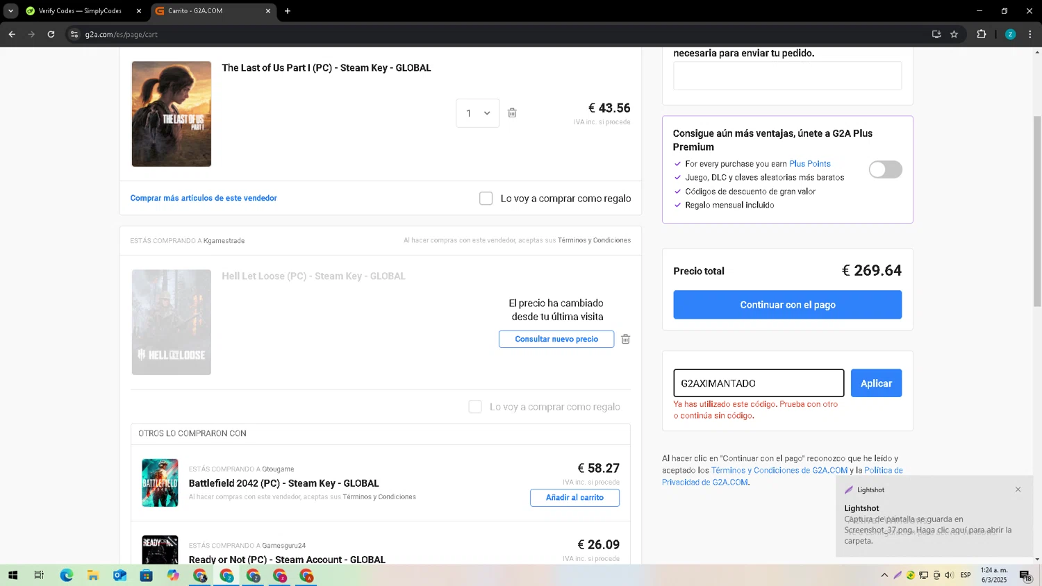 Ocean Mosaics Tiles promo code screenshot showing code hr10rgc applied at Ocean Mosaics Tiles checkout page. Uploaded by SimplyCodes community member Zxdqui on Mar 6, 2025