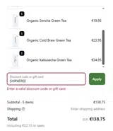 Ocha & Co. coupon verification screenshot