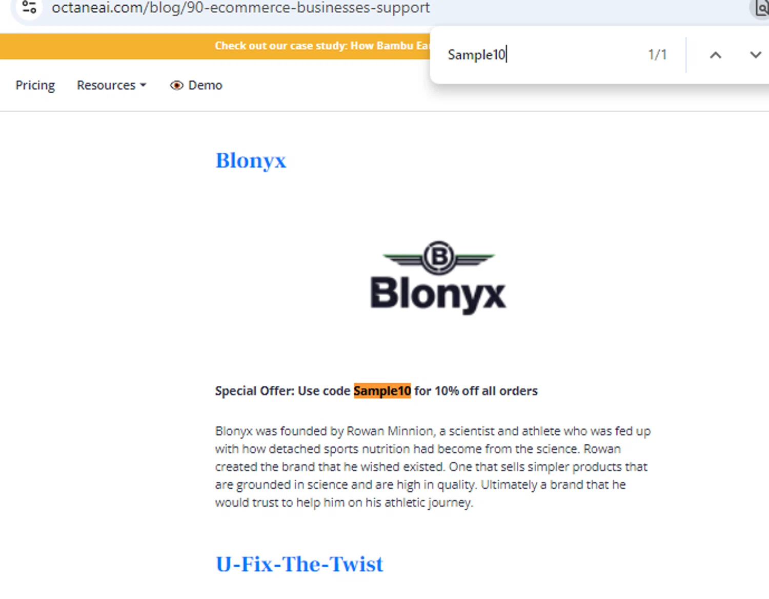 Octane AI checkout page showing Octane AI promo code box | Screenshot taken by SimplyCodes community member on Sep 26, 2024