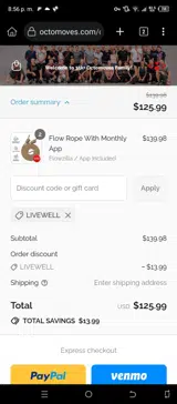 LiveWell coupon verification screenshot