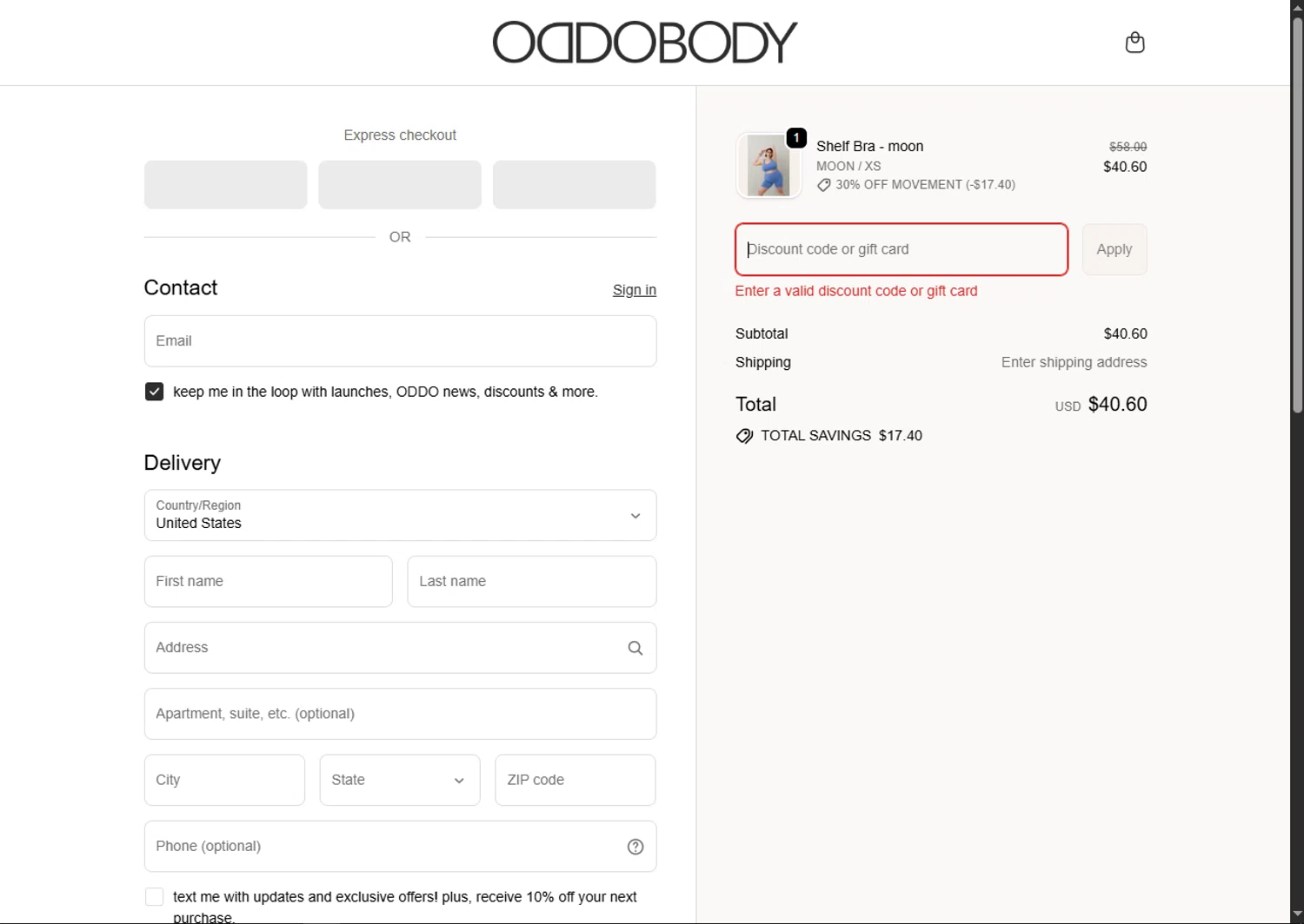 OddoBody discount code screenshot showing code hello15 applied at OddoBody checkout page. Uploaded by SimplyCodes community member SwiftTracker8156 on Nov 26, 2025