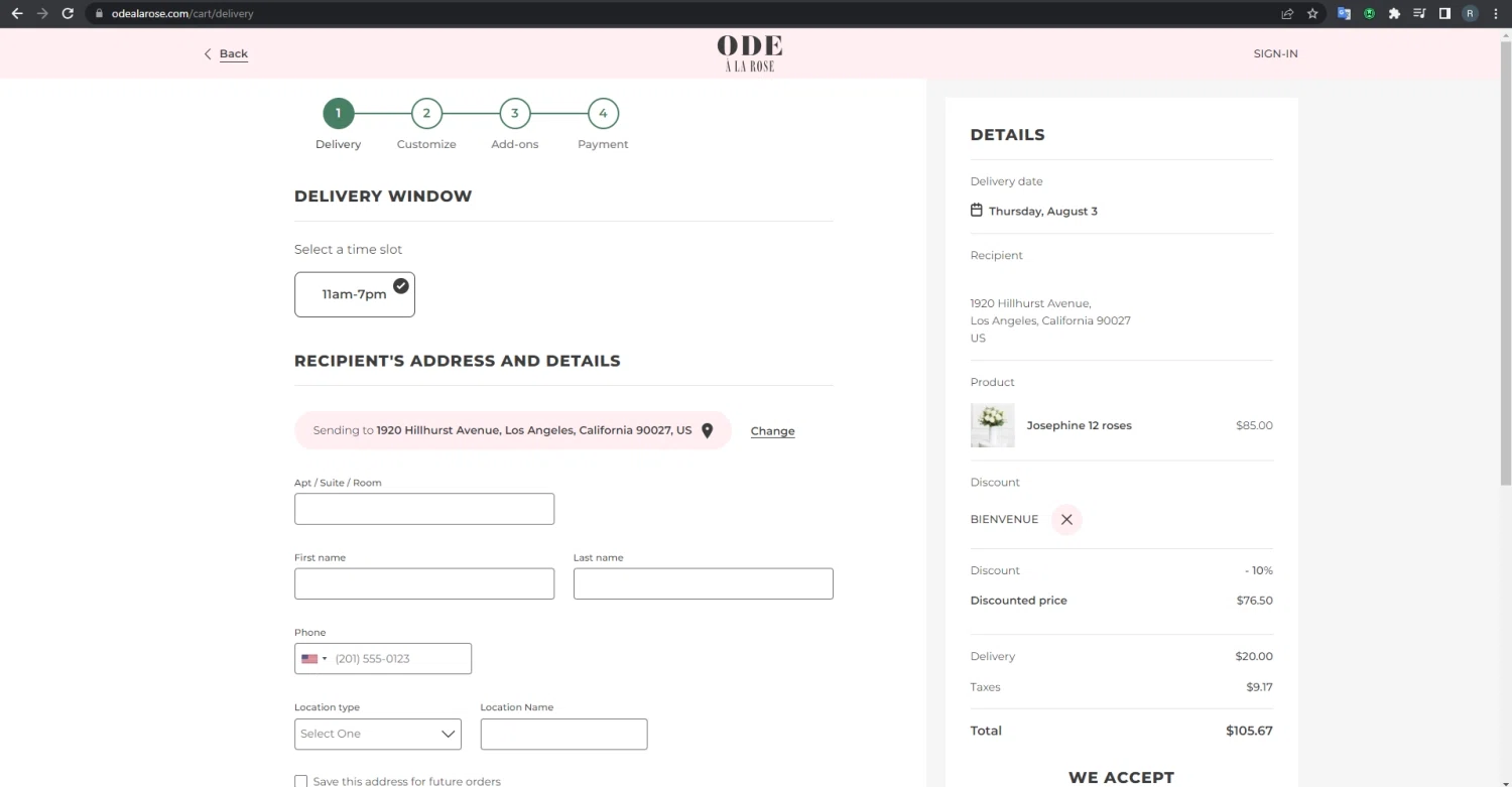 how to use Ode A La Rose coupons