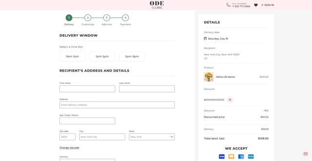 Ode A La Rose checkout page showing Ode A La Rose promo code box | Screenshot taken by SimplyCodes community member on Jul 10, 2025