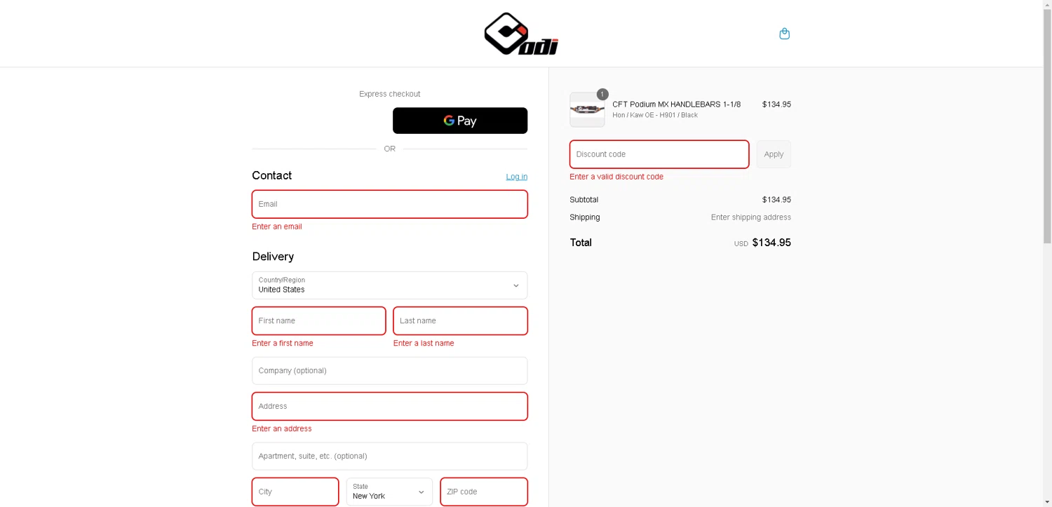 Odi Grips discount code screenshot showing code HT_45F25 applied at Odi Grips checkout page. Uploaded by SimplyCodes community member VoucherHero1009 on Aug 31, 2025