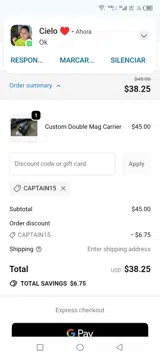 Odin Holsters coupon verification screenshot