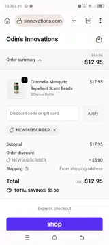 NEWSUBSCRIBER coupon verification screenshot