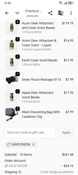 SAVE10NOW coupon verification screenshot