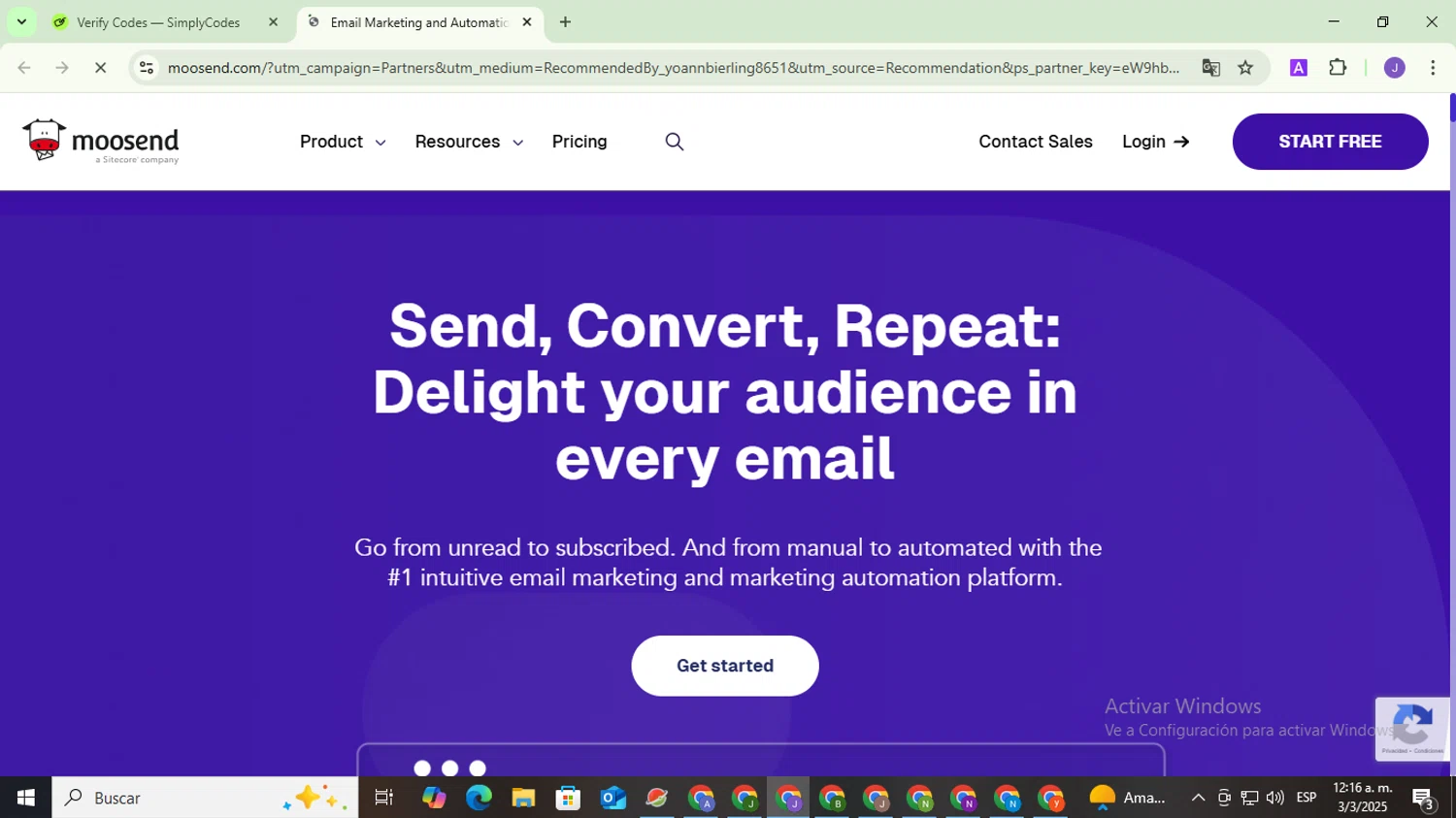 Odoo discount code screenshot showing code SWEET60 applied at Odoo checkout page. Uploaded by SimplyCodes community member PromoHunter9043 on Mar 3, 2025