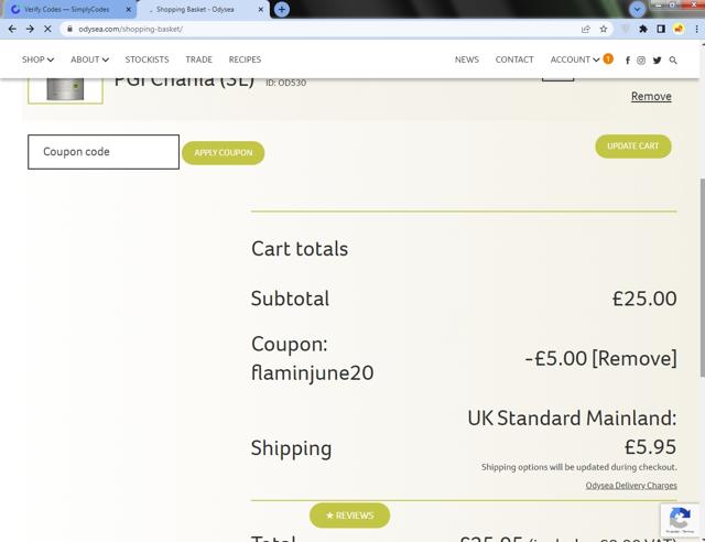 Odysea checkout page showing Odysea promo code box | Screenshot taken by SimplyCodes community member on Jun 10, 2022