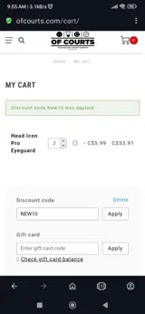 New10 coupon verification screenshot