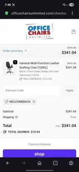 Welckmeback coupon verification screenshot