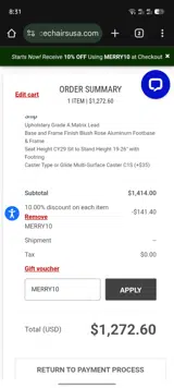 Office Chairs USA coupon verification screenshot