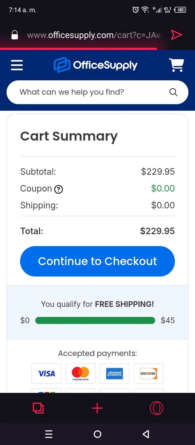 OfficeSupply.com coupon code screenshot showing code SCA10OFF applied at OfficeSupply.com checkout page. Uploaded by SimplyCodes community member CoinSaver6395 on Mar 17, 2025