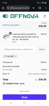 SALOME coupon verification screenshot