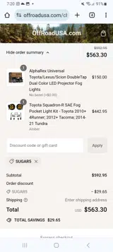 SUGAR5 coupon verification screenshot