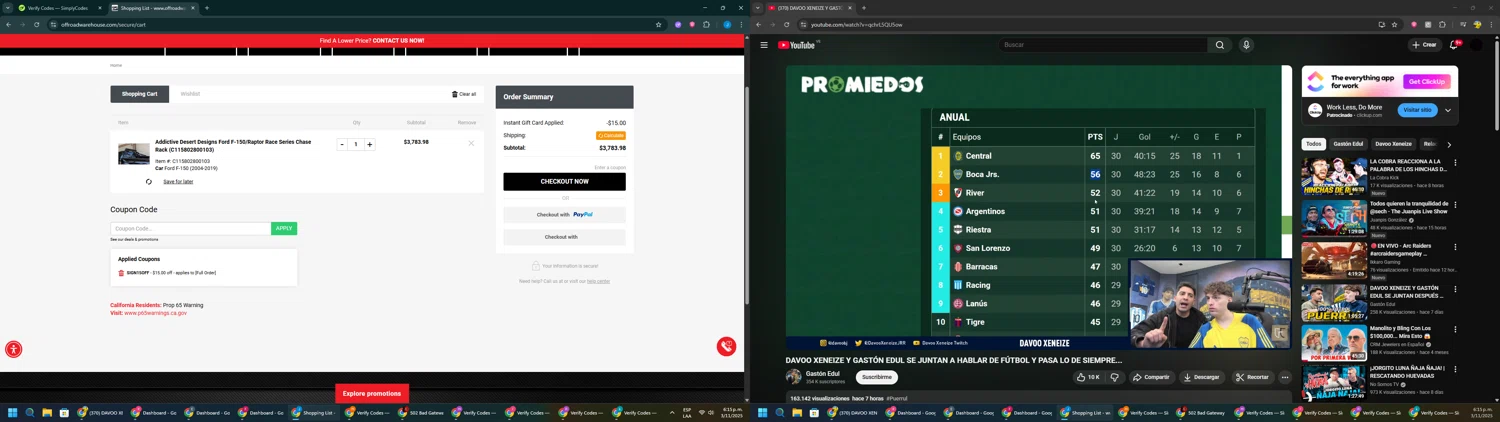 Off Road Warehouse coupon code screenshot showing code SIGN15OFF applied at Off Road Warehouse checkout page. Uploaded by SimplyCodes community member BargainGuardian280 on Nov 3, 2025