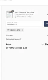 welcome101 coupon verification screenshot
