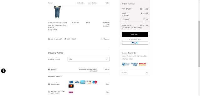 Off-White checkout page showing Off-White promo code box | Screenshot taken by SimplyCodes community member on Sep 3, 2025