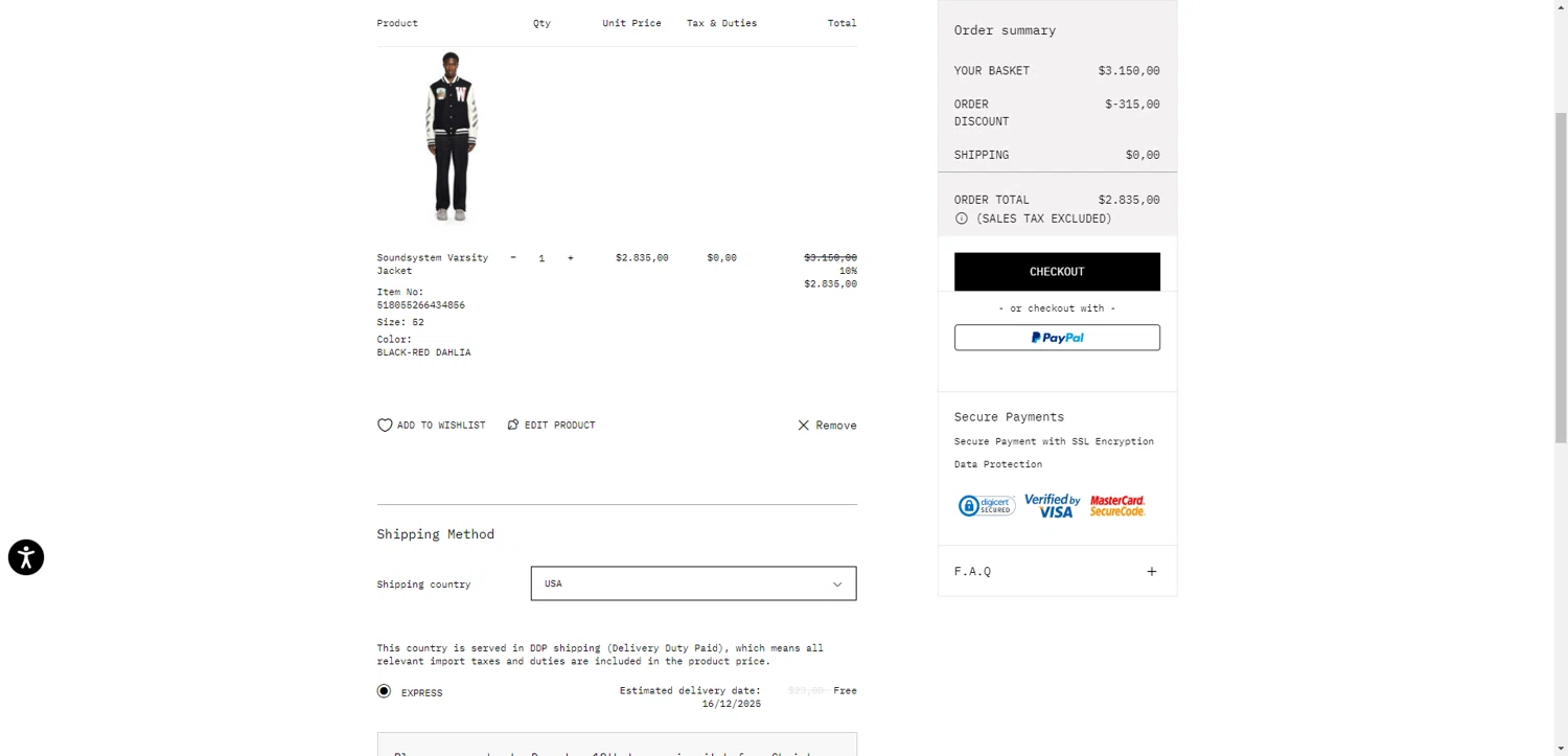 Off-White checkout page showing Off-White promo code box | Screenshot taken by SimplyCodes community member on Dec 11, 2025
