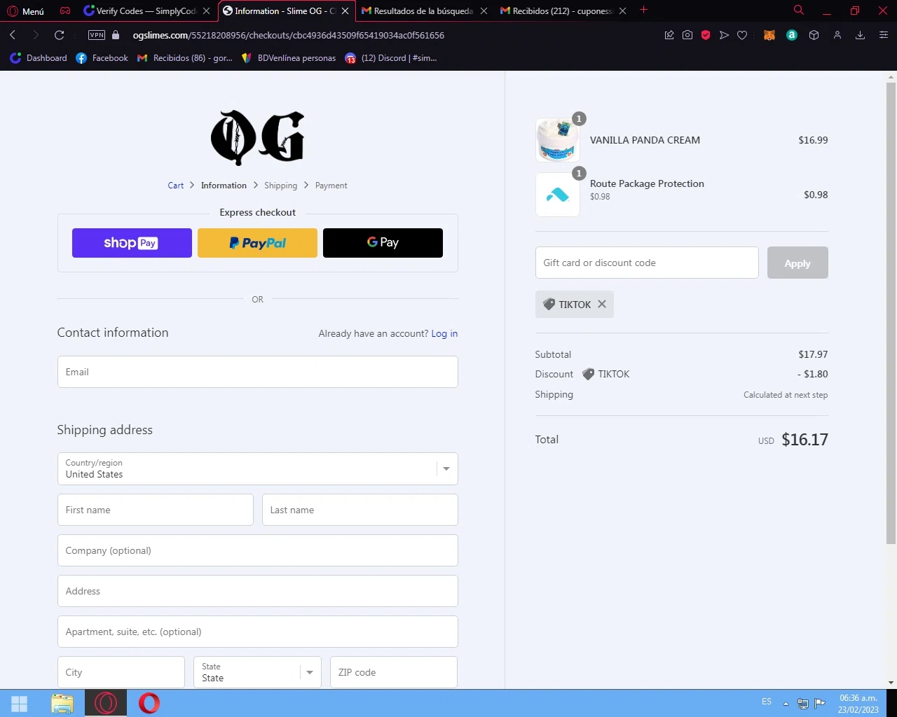 where to use OG Slimes promo code box