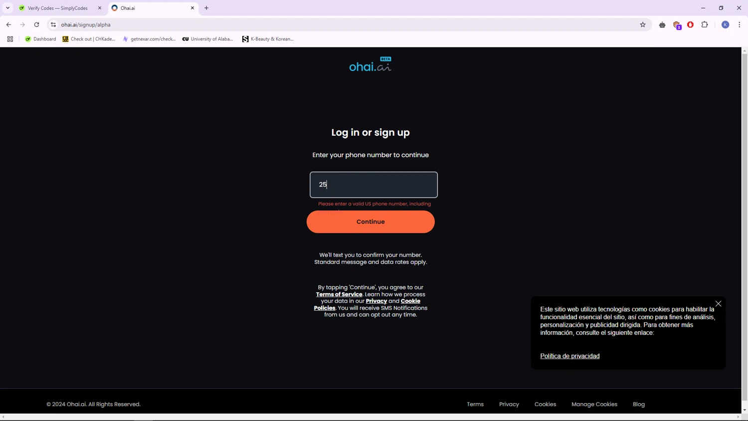 Ohai.ai checkout page showing Ohai.ai promo code box | Screenshot taken by SimplyCodes community member on Nov 11, 2024
