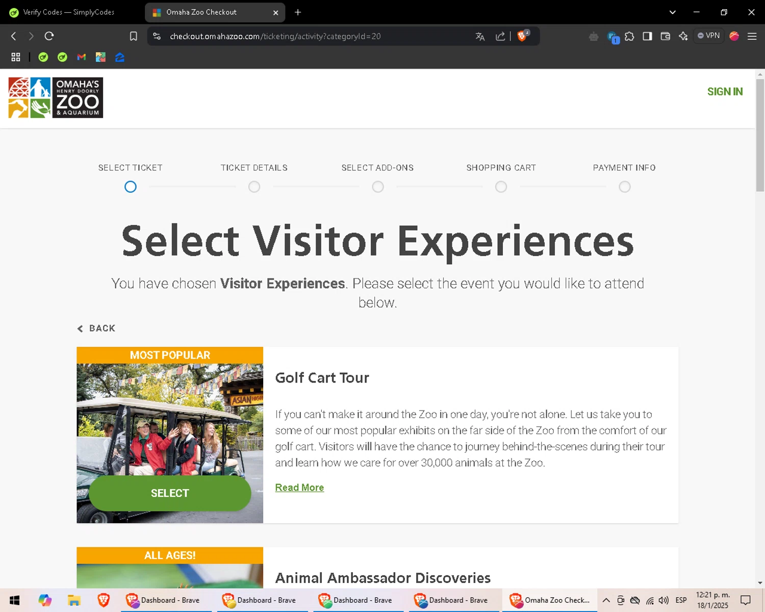 Omaha's Henry Doorly Zoo and Aquarium promo code screenshot showing code SUMMER30 applied at Omaha's Henry Doorly Zoo and Aquarium checkout page. Uploaded by SimplyCodes community member WonderFox6469 on Jan 18, 2025
