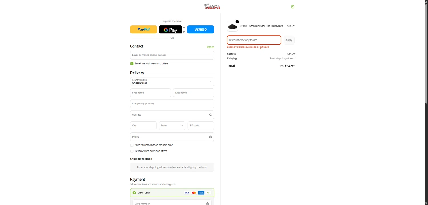 Ohio Mulch promo code screenshot showing code 5026 applied at Ohio Mulch checkout page. Uploaded by SimplyCodes community member SavvyCollector7681 on Feb 20, 2026