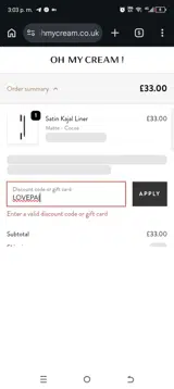 LOVEPAI coupon verification screenshot