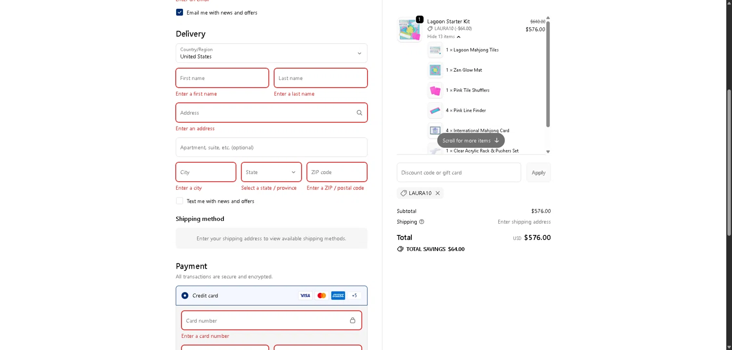 Oh My Mahjong checkout page showing Oh My Mahjong discount code box | Screenshot taken by SimplyCodes community member on Feb 7, 2026
