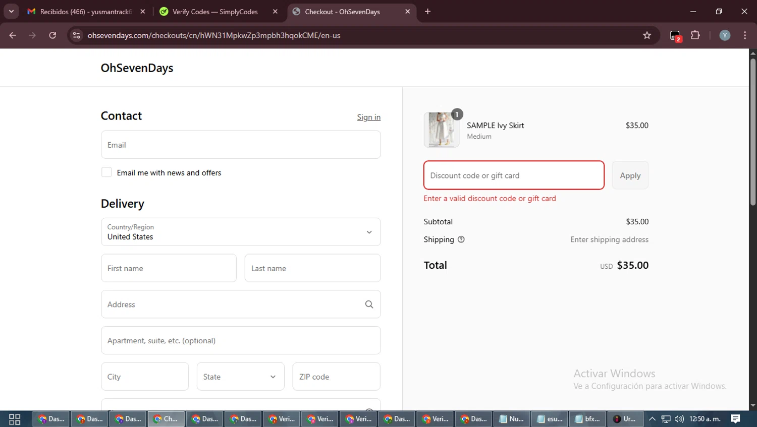 OhSevenDays promo code screenshot showing code BYEBYESUMMER25 applied at OhSevenDays checkout page. Uploaded by SimplyCodes community member MoneyTiger5162 on Sep 15, 2025