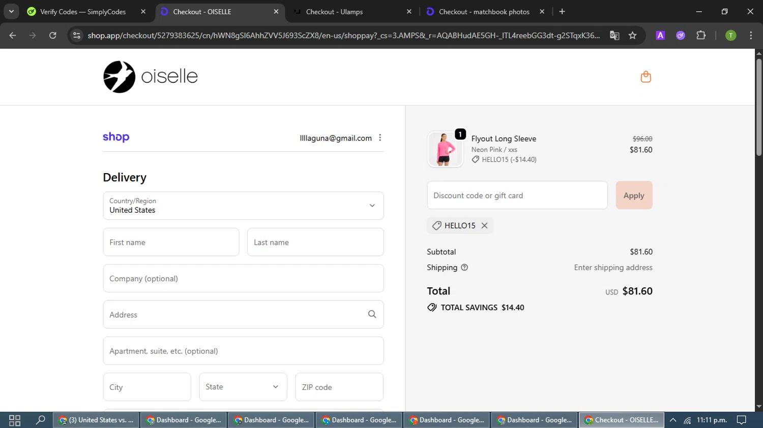 Oiselle checkout page showing Oiselle coupon code box | Screenshot taken by SimplyCodes community member on Feb 12, 2026