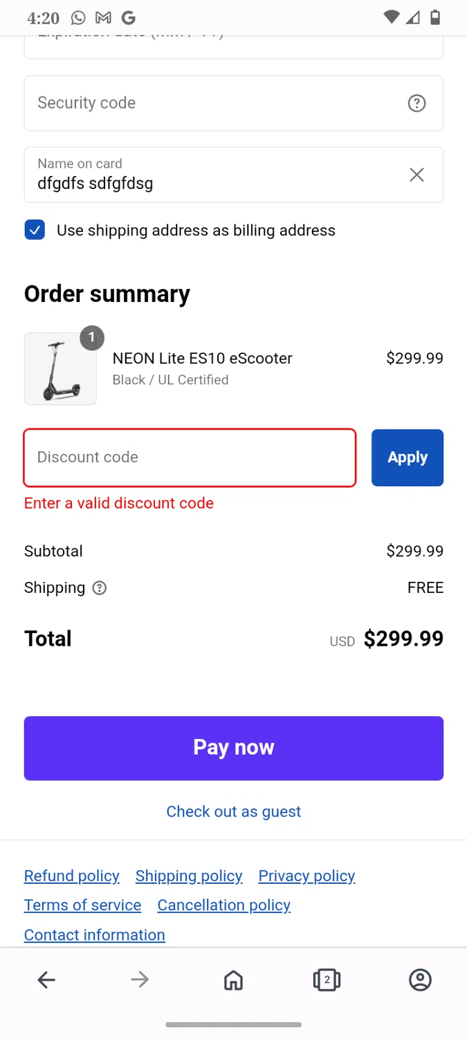 OKAI discount code screenshot showing code SALE8 applied at OKAI checkout page. Uploaded by SimplyCodes community member KTMCRF on Jan 7, 2025