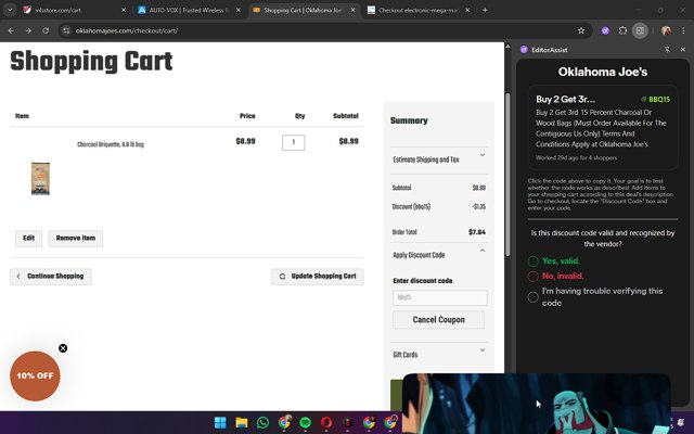 Oklahoma Joe's checkout page showing Oklahoma Joe's promo code box | Screenshot taken by SimplyCodes community member on Aug 26, 2025