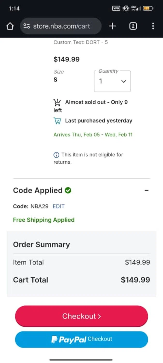 Oklahoma City Thunder checkout page showing Oklahoma City Thunder promo code box | Screenshot taken by SimplyCodes community member on Jan 1, 2026