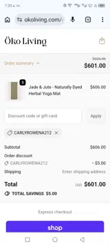 CARLYROWENA212 coupon verification screenshot