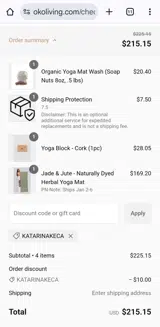 Katarinakeca coupon verification screenshot