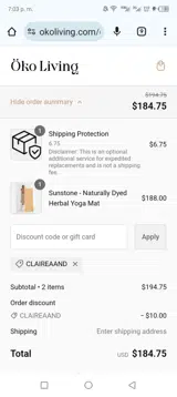 claireaand coupon verification screenshot