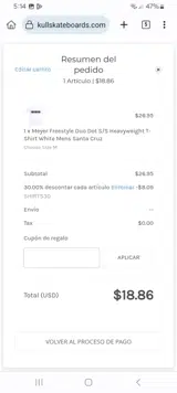 SHIRTS30 coupon verification screenshot