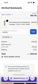 EASTER coupon verification screenshot
