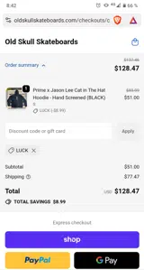 LUCK coupon verification screenshot