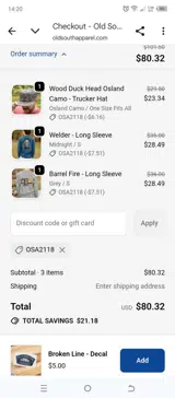 OSA2118 coupon verification screenshot