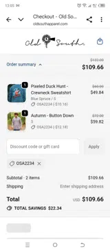 OSA2234 coupon verification screenshot
