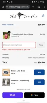 southernway10 coupon verification screenshot