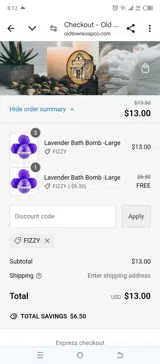 FIZZY coupon verification screenshot