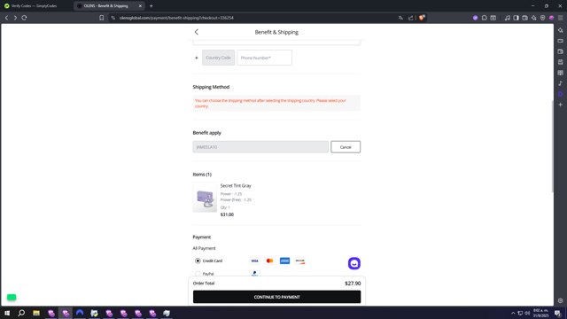 Olens checkout page showing Olens promo code box | Screenshot taken by SimplyCodes community member on Aug 31, 2025
