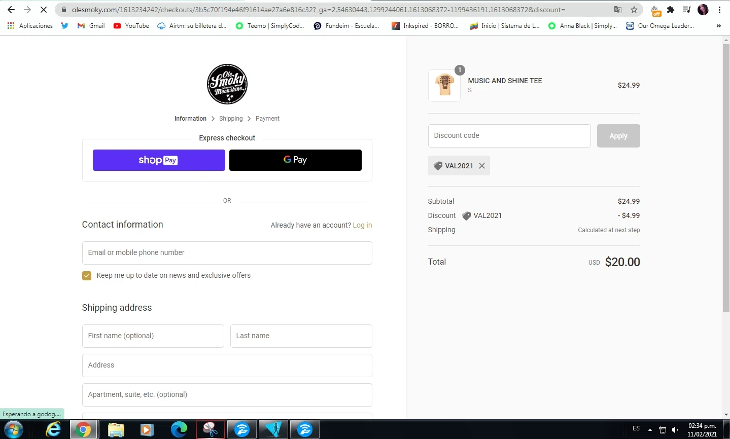 where to use Ole Smoky Moonshine promo code box