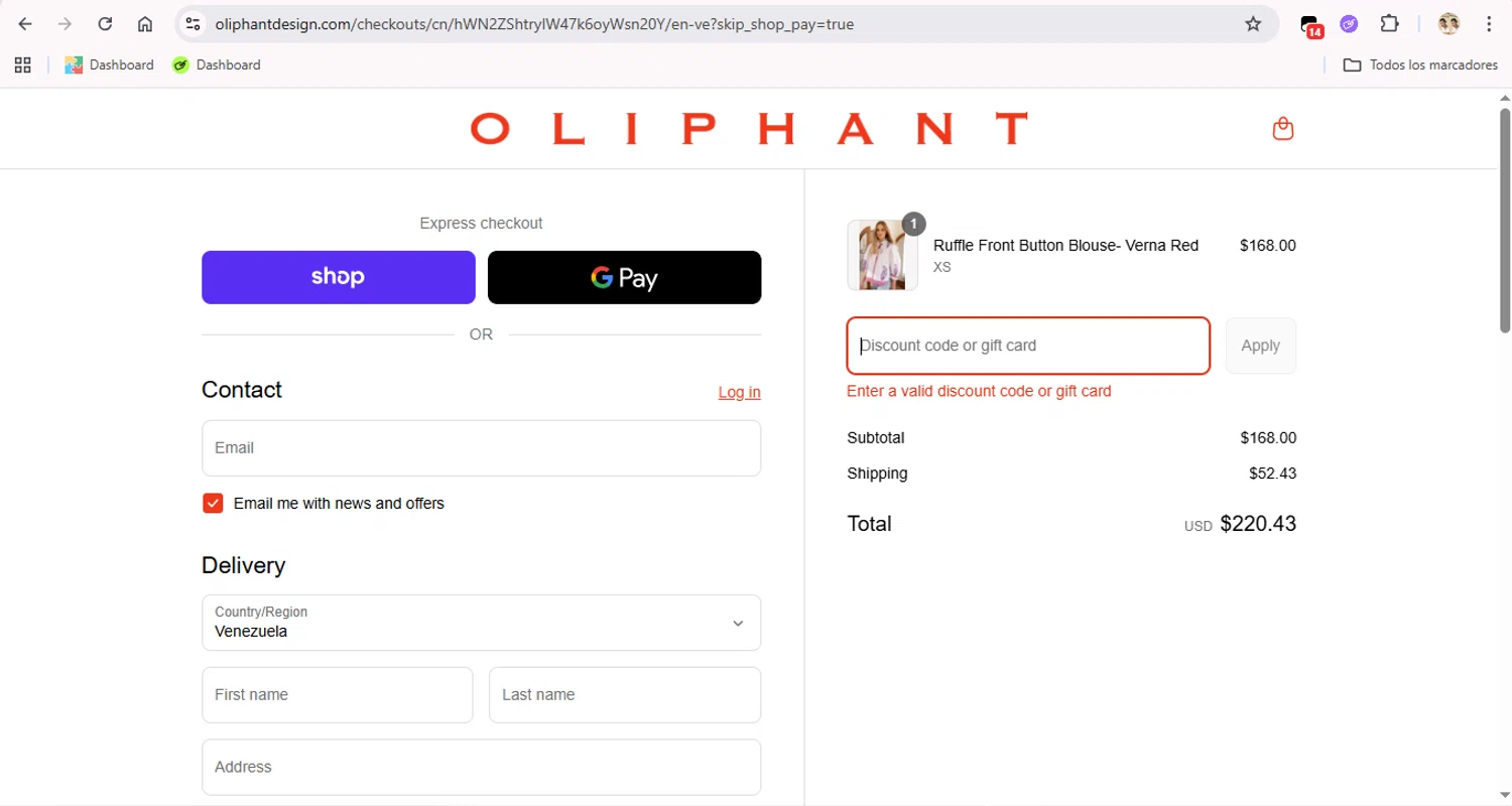 Oliphant Design coupon code screenshot showing code LABORDAY applied at Oliphant Design checkout page. Uploaded by SimplyCodes community member LegendaryTitan9160 on Sep 4, 2025